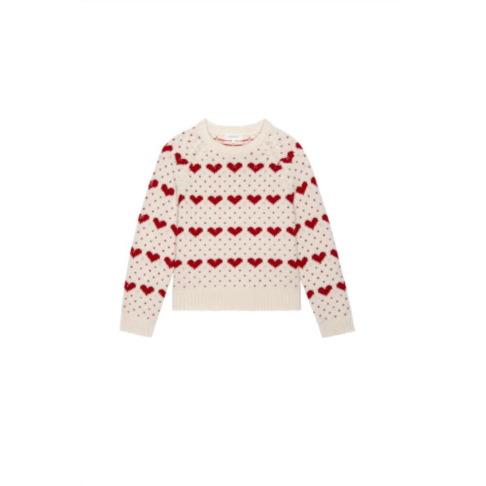 THE GREAT. NWT- Cream Sweater with Red Heart Pattern - Picture 6 of 6
